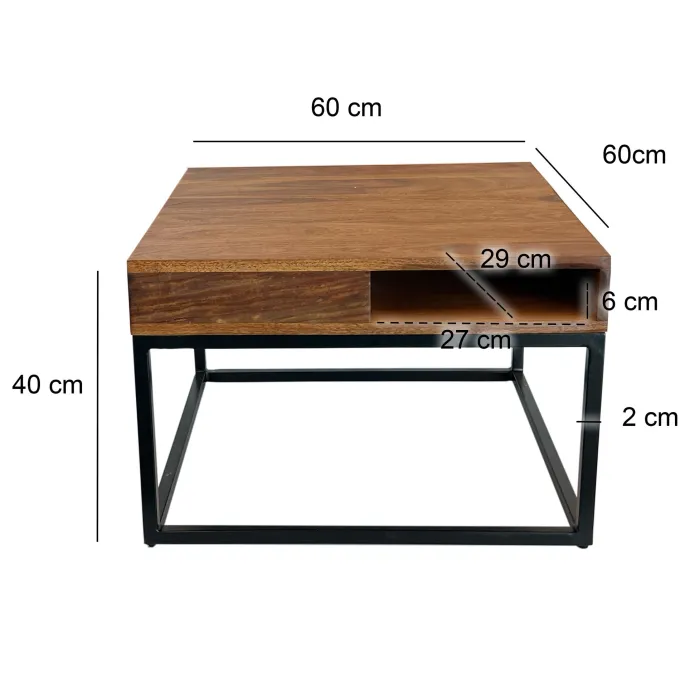 Couchtisch FineBuy Sofatisch Holz Massiv 60 cm Wohnzimmertisch Quadratisch