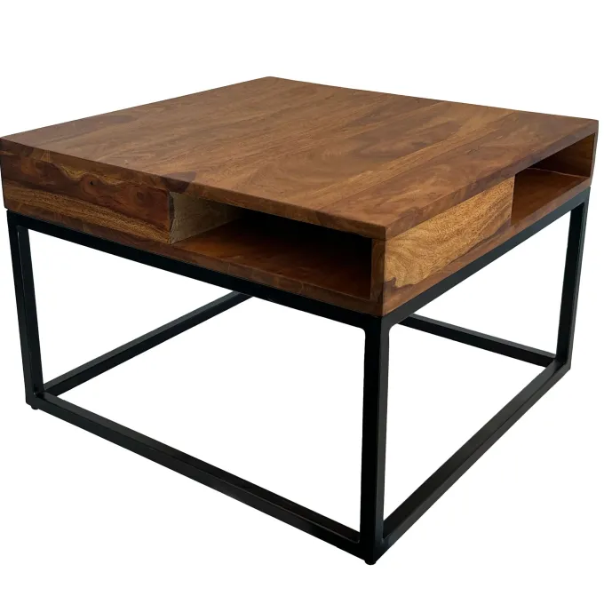 Couchtisch FineBuy Sofatisch Holz Massiv 60 cm Wohnzimmertisch Quadratisch