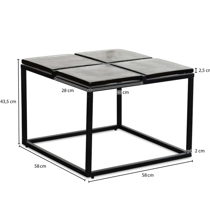 Couchtisch FineBuy Sofatisch Glas 58x58 cm Wohnzimmertisch Tisch Quadratisch