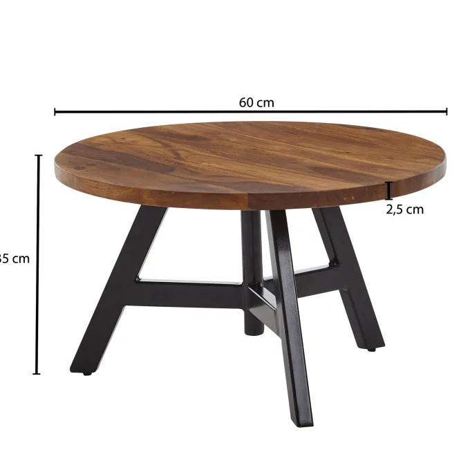 Couchtisch FineBuy Sofatisch Massivholz 60x60x35 cm Wohnzimmertisch Tisch Rund