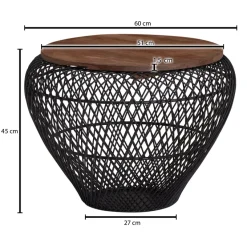 Couchtisch FineBuy Sofatisch Rund Metall Ø 60 cm Tisch Stauraum Wohnzimmertisch