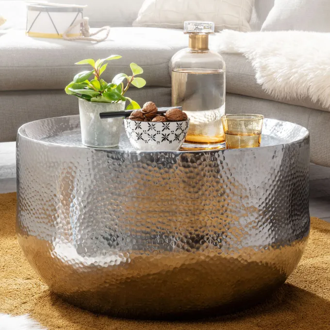 Couchtisch FineBuy Sofatisch Metall 60x60x35 cm Wohnzimmertisch Rund Tisch Klein