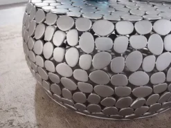 Couchtisch FineBuy Sofatisch Metall Silber Ø 66 cm Tisch Wohnzimmertisch Rund