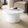 Couchtisch FineBuy Sofatisch Weiß Ø60cm Hochglanz Wohnzimmertisch Rund Klein