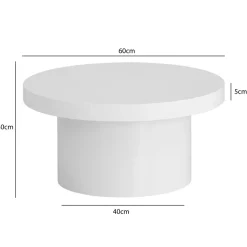 Couchtisch FineBuy Sofatisch Weiß Ø60cm Hochglanz Wohnzimmertisch Rund Klein