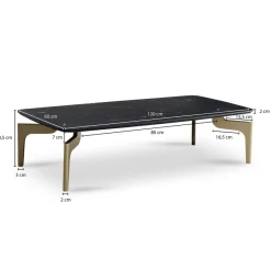 Couchtisch FineBuy Wohnzimmertisch Marmor Optik Schwarz Sofatisch 120 cm Tisch