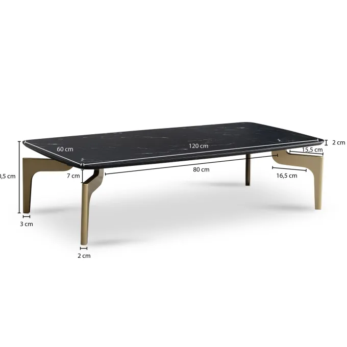 Couchtisch FineBuy Wohnzimmertisch Marmor Optik Schwarz Sofatisch 120 cm Tisch
