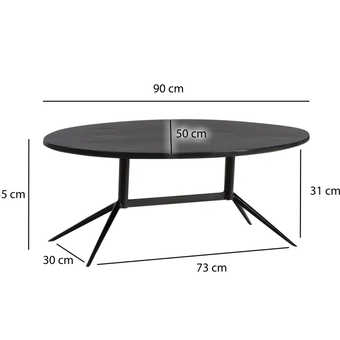 Couchtisch FineBuy Wohnzimmertisch Massivholz 90 cm Sofatisch Tisch Oval Modern