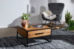 Couchtisch FineBuy Wohnzimmertisch Holz Massiv Sofatisch Tisch Schublade Braun