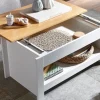Couchtisch FineBuy Wohnzimmertisch Weiß 85x47x42cm Sofatisch Tisch mit Stauraum