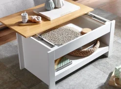 Couchtisch FineBuy Wohnzimmertisch Weiß 85x47x42cm Sofatisch Tisch mit Stauraum