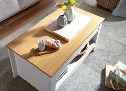 Couchtisch FineBuy Wohnzimmertisch Weiß 85x47x42cm Sofatisch Tisch mit Stauraum