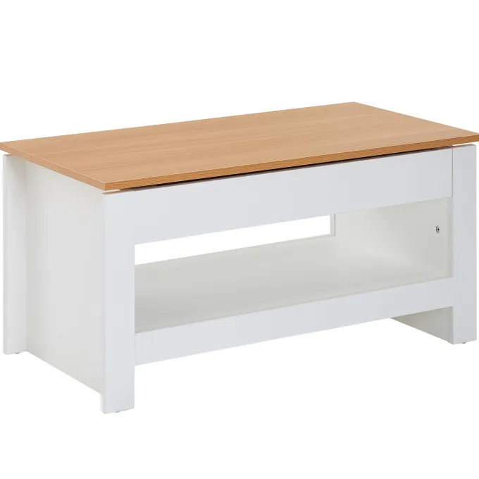Couchtisch FineBuy Wohnzimmertisch Weiß 85x47x42cm Sofatisch Tisch mit Stauraum