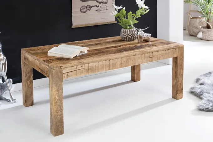 Couchtisch Mango Massivholz 110cm rechteckiger Wohnzimmertisch Landhausstil