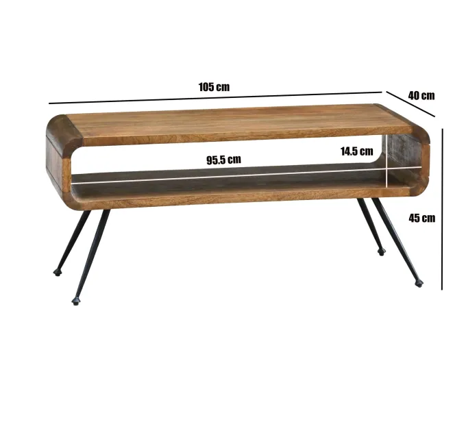 Couchtisch Mango Massivholz 105cm Wohnzimmertisch Sofatisch Beistelltisch Ablage