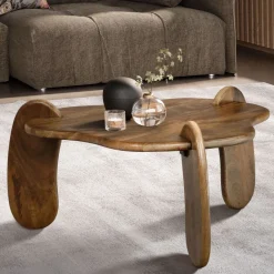 Couchtisch Mango Massivholz Ø78cm Design Wohnzimmertisch in organischer Form