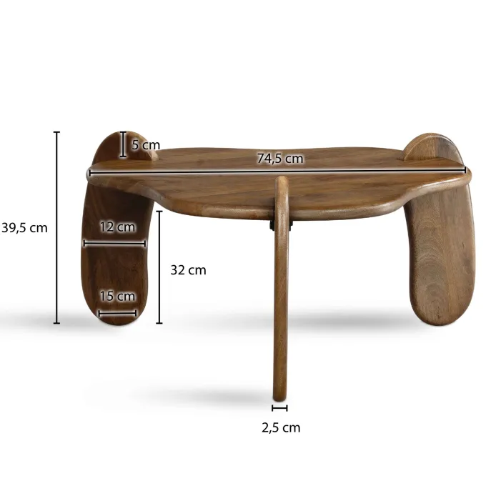 Couchtisch Mango Massivholz Ø78cm Design Wohnzimmertisch in organischer Form