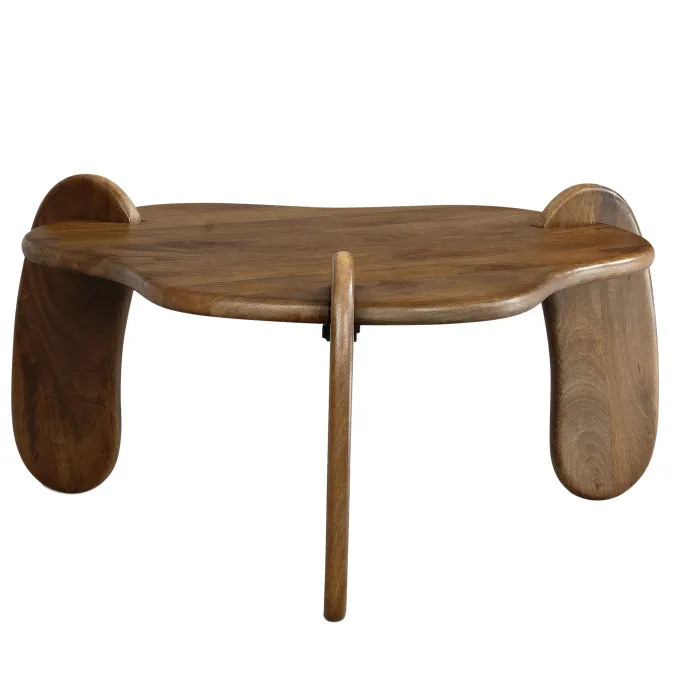 Couchtisch Mango Massivholz Ø78cm Design Wohnzimmertisch in organischer Form