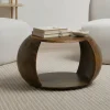 Couchtisch Mango Massivholz rund 60 cm Wohnzimmertisch Ablagefach Landhaus