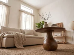 Couchtisch Massivholz 60cm Sofatisch Rund Beistelltisch Tisch Tropfenfuß Holz