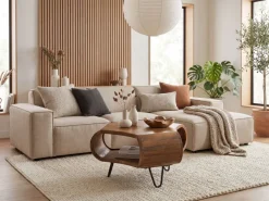 Couchtisch Massivholz 60cm Wohnzimmertisch mit Stauraum Sofatisch Beistelltisch