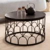 Couchtisch Massivholz rund Ø60cm Schwarz Wohnzimmertisch Art-Deco Industrial