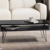 Couchtisch Massivholz schwarz 100cm rechteckig Wohnzimmertisch Ablage Industrial