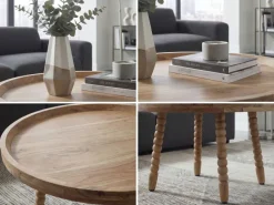 Couchtisch Massivholz Sofatisch 60cm rund Beistelltisch Design Wohnzimmertisch