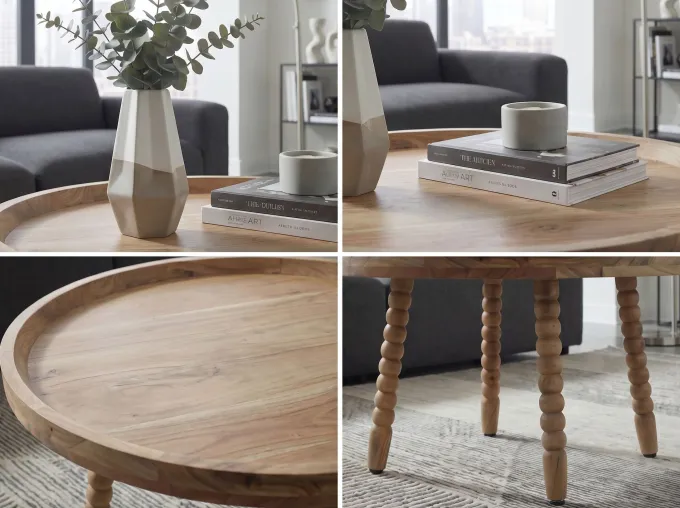 Couchtisch Massivholz Sofatisch 60cm rund Beistelltisch Design Wohnzimmertisch