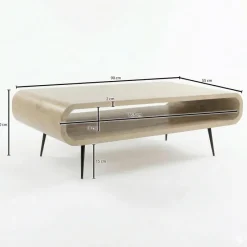 Couchtisch Massivholz white wash 90cm Wohnzimmertisch Sofatisch Beistelltisch