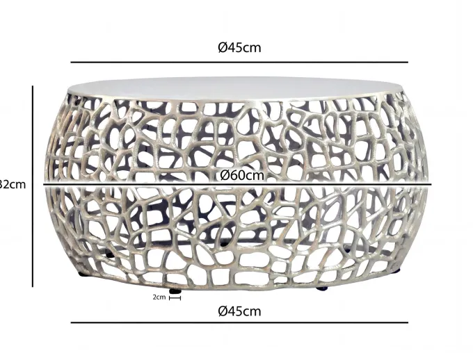 Couchtisch Metall Silber Sofatisch 60cm Tisch Wohnzimmertisch Rund Beistelltisch
