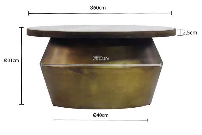 Couchtisch mit Marmor Platte Design Wohnzimmertisch Sofatisch Metall rund 60cm