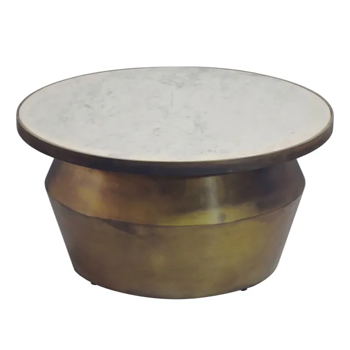 Couchtisch mit Marmor Platte Design Wohnzimmertisch Sofatisch Metall rund 60cm