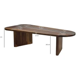 Couchtisch oval aus Sheesham Massivholz Sofatisch 120cm moderner Wohnzimmertisch