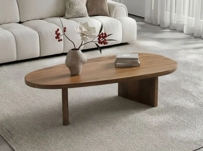 Couchtisch oval Mango Massivholz Sofatisch 120cm Beistelltisch Wohnzimmertisch