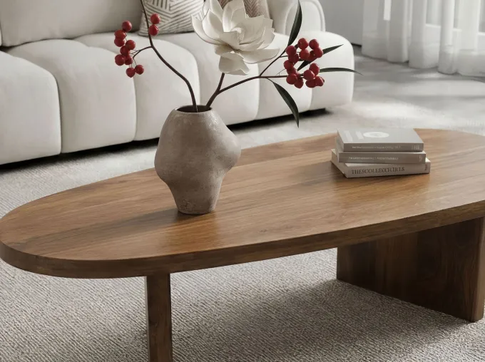 Couchtisch oval Mango Massivholz Sofatisch 120cm Beistelltisch Wohnzimmertisch