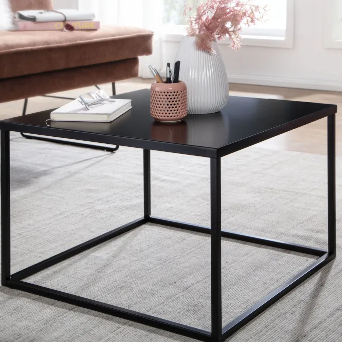 Couchtisch Quadratisch 60cm Schwarz Metall Design Wohnzimmertisch Beistelltisch