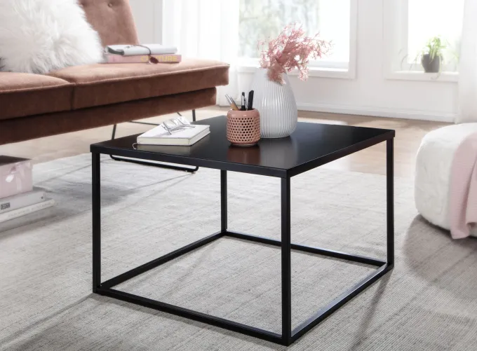Couchtisch Quadratisch 60cm Schwarz Metall Design Wohnzimmertisch Beistelltisch