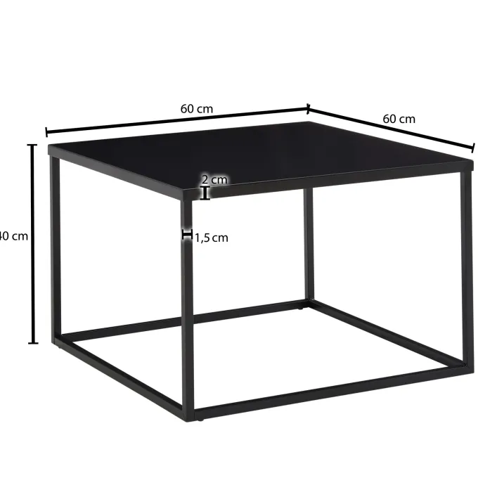 Couchtisch Quadratisch 60cm Schwarz Metall Design Wohnzimmertisch Beistelltisch