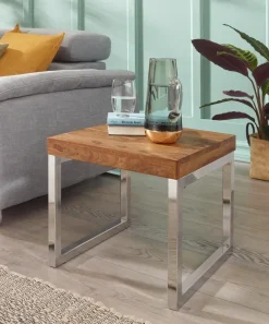Couchtisch quadratisch 45cm Sheesham Massivholz Wohnzimmertisch Beistelltisch
