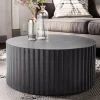 Couchtisch rund 70cm Metall Schwarz Handgefertigt Alu Wohnzimmertisch Sofatisch