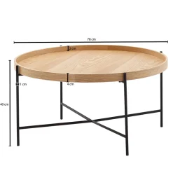Couchtisch Rund 80cm Skandinavisches Eiche Design Wohnzimmertisch Kreuzgestell