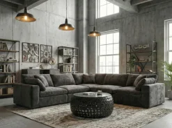 Couchtisch rund 65cm Sofatisch Aluminium schwarz Metall Marmor Wohnzimmertisch