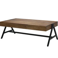 Couchtisch Sheesham Massivholz 120cm rechteckiger Wohnzimmertisch Industrial