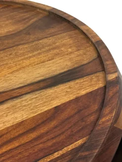 Couchtisch Sheesham Massivholz rund 60 cm Wohnzimmertisch Ablagefach Landhaus