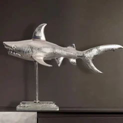 Deko Hai FineBuy 70 cm Aluminium Wohndeko Design Dekoration Maritim Modern Alu