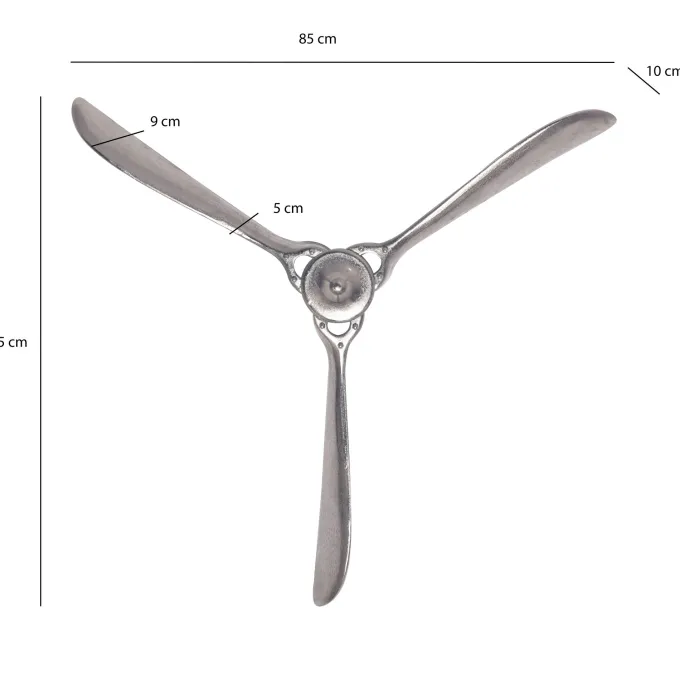Deko Propeller FineBuy 85 cm Wanddeko Aluminium Flugzeug Wandpropeller Wohndeko