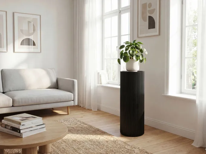 Dekosäule Massivholz 80cm Blumensäule Rund Holzsäule Wohnzimmer Pflanzensäule