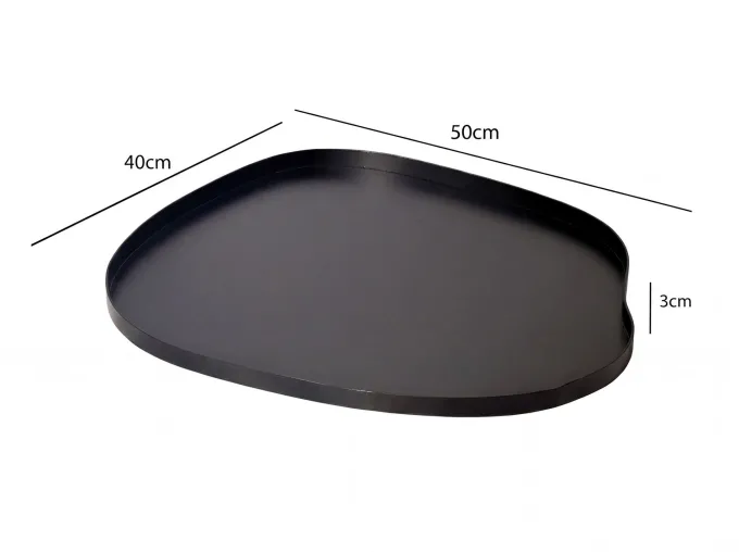 Dekotablett Metall 50cm Schwarz Dekoteller Tablett Organisch Tischdeko Handmade