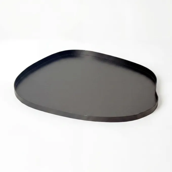 Dekotablett Metall 50cm Schwarz Dekoteller Tablett Organisch Tischdeko Handmade